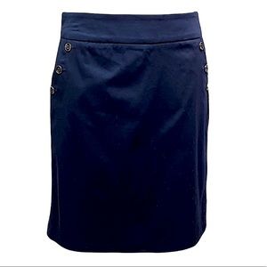 Sandro Navy Skirt Button Pocket Detail